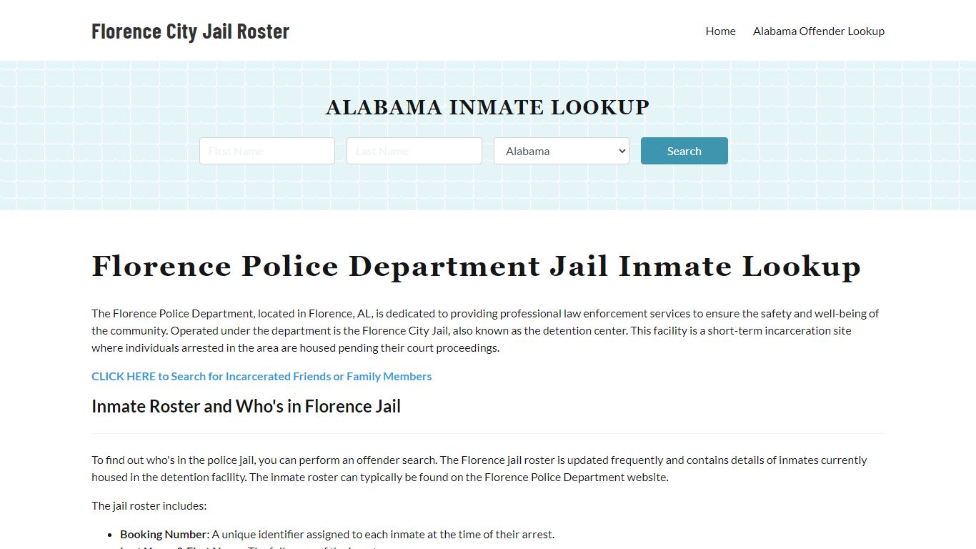 Florence Police Department & City Jail, AL Inmate Roster, Arrests, Mugshots